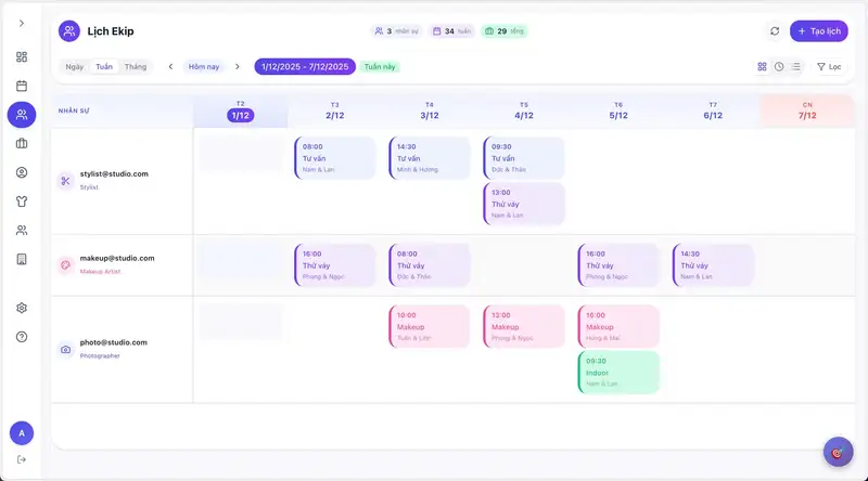 Web App quản lý lịch hẹn chuyên sâu cho ekip cưới - Hình 2